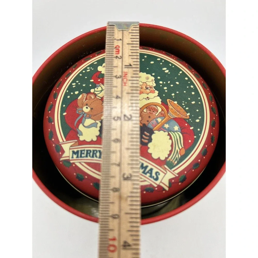 Vintage Holiday Merry Christmas Santa Tin‎ Set of 3